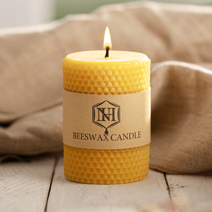 Large Beeswax Pillar Candle | 50 Hour Burn